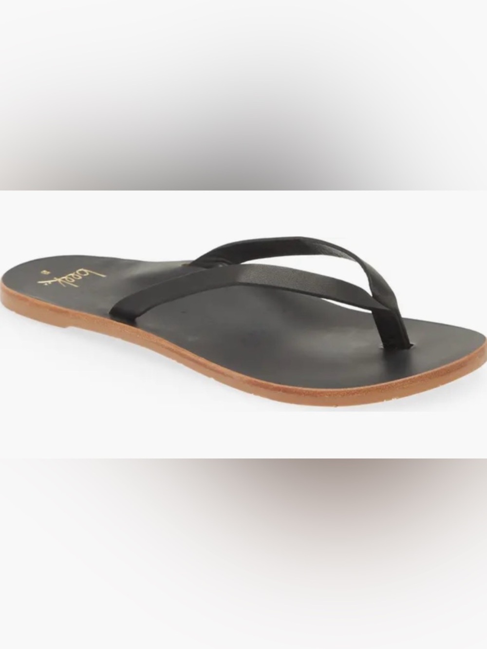 beek Seabird Flip Flops, black, size 9, leather, arch support